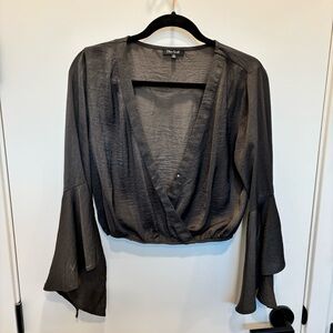 Flare Sleeves Open Front Dressy Top